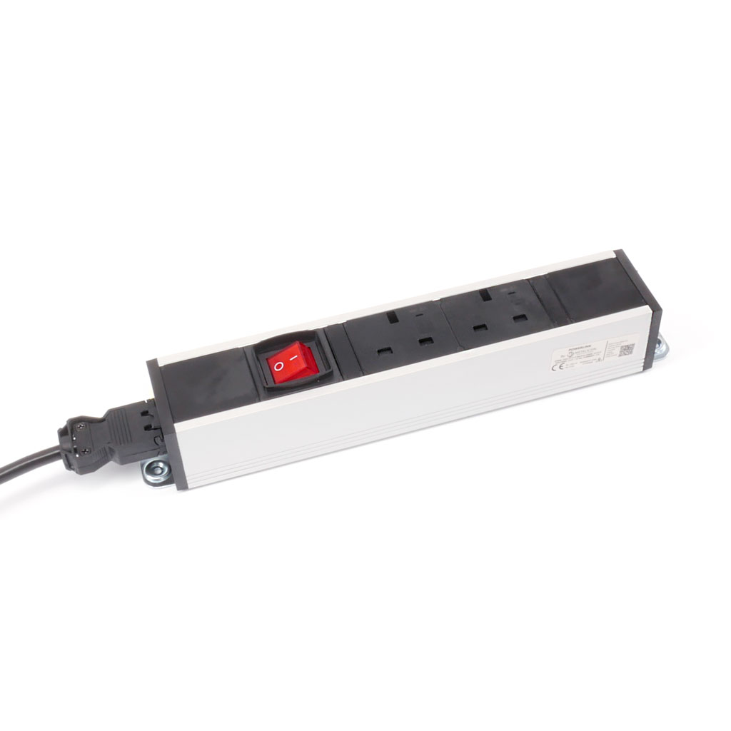 2P1N Metalicon Powerlink under-desk power supply with 2 sockets