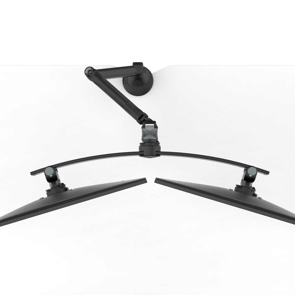 Levo-Rail-Featured Metalicon Levo gas lift monitor arm with twin screen rail