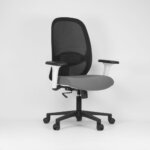 Formetiq Verona mesh back task chair, white frame, black base, armrests