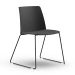 Formetiq Seattle sled-base canteen chair in dark grey