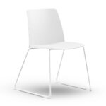 Formetiq Seattle sled-base canteen chair in white