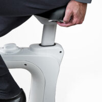 Standing desk exercise bike, adjustable seat