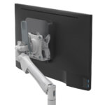 Metalicon S1 Thin Client Holder on Levo monitor arm pole with Apple Mac Mini®