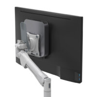 Metalicon S1 Thin Client Holder on Levo monitor arm pole with Apple Mac Mini®